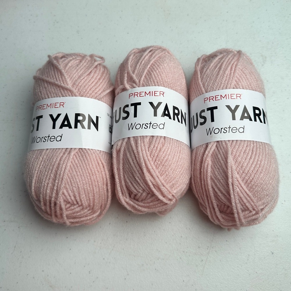Premier Just Yarn 3 Skeins Worsted Blush Pink Acrylic Medium 4 Weight Lot# Match